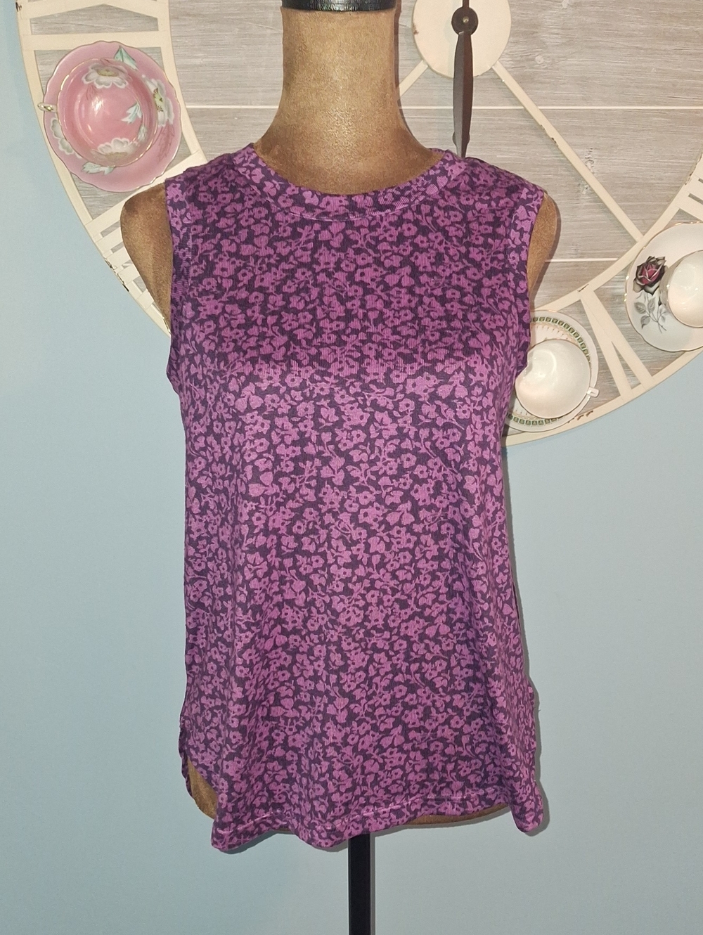 Lands' End Purple and Pink Leopard-Print Knit Top